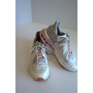 On Running Cloudnova Flux Womens White Grey Pink Orange Sneakers 3WD10381179 8.5